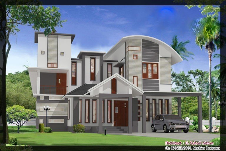 2023 Square Feet 5BHK Kerala Modern Home Design With Plan 1 768x512 