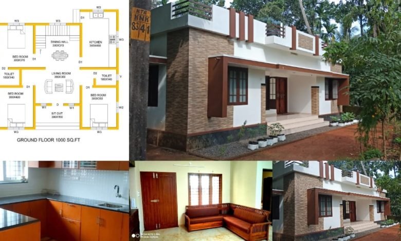 1000 Square Feet 3 Bedroom Single Floor Low Cost House And