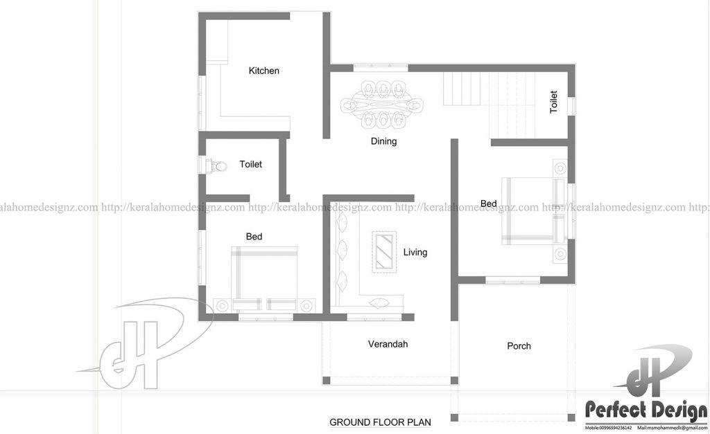 860 Square Feet 2 Bedroom Single Floor Kerala Style House