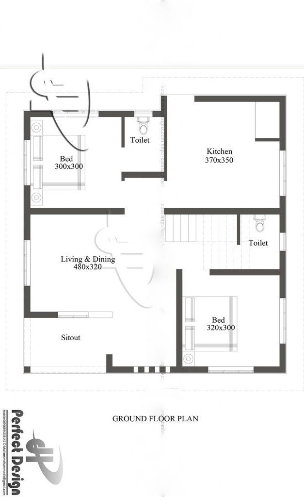750 Sq Ft 2BHK Modern SingleStorey House and Free Plan