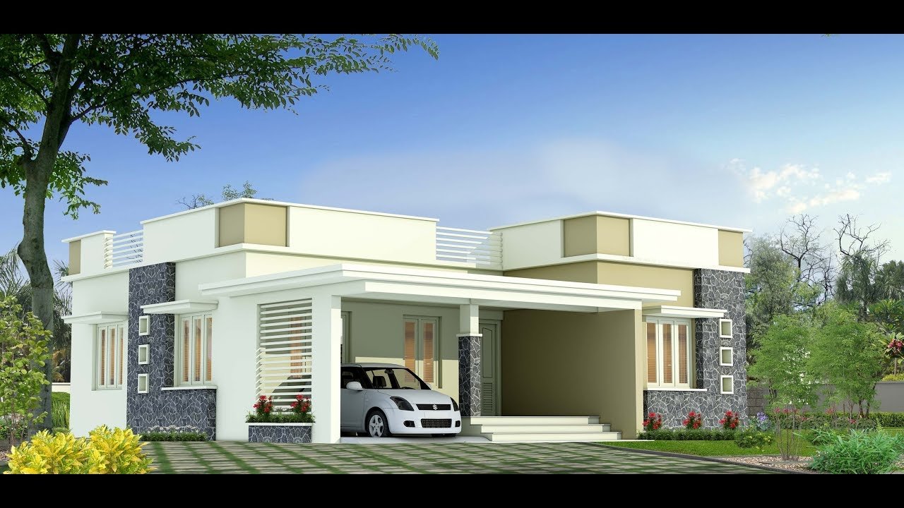 1285 Sq Ft 3BHK Modern Flat Roof Single-Storey House and Free Plan