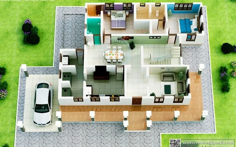 contemporary design 3D kerala home plans