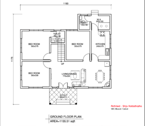 1155 Square Feet Low Budget Kerala Home Design With Plan