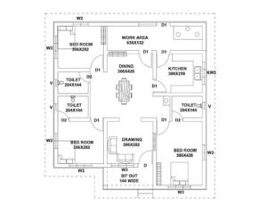 1187 Square Feet 3 Bedroom Low Cost Kerala Style Home Design and Plan