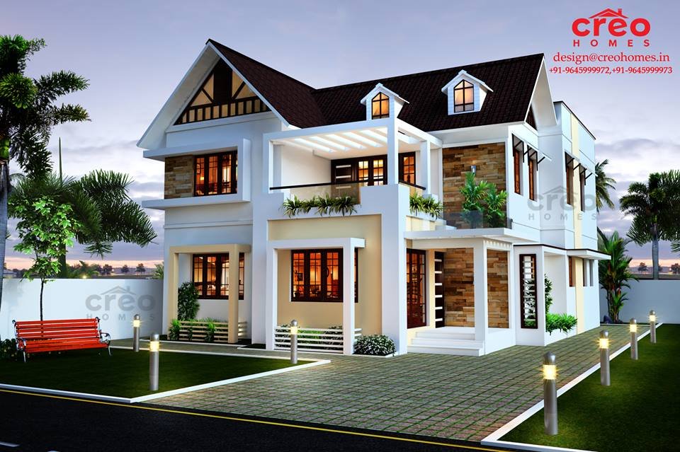 2099 Square Feet 4 Bedroom Double Floor Modern Home Design