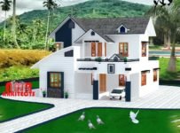 1770 Square Feet 3 Bedroom Sloping Roof Home Design