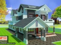 2800 Square Feet 4 Bedroom Sloping Roof Modern Home Design