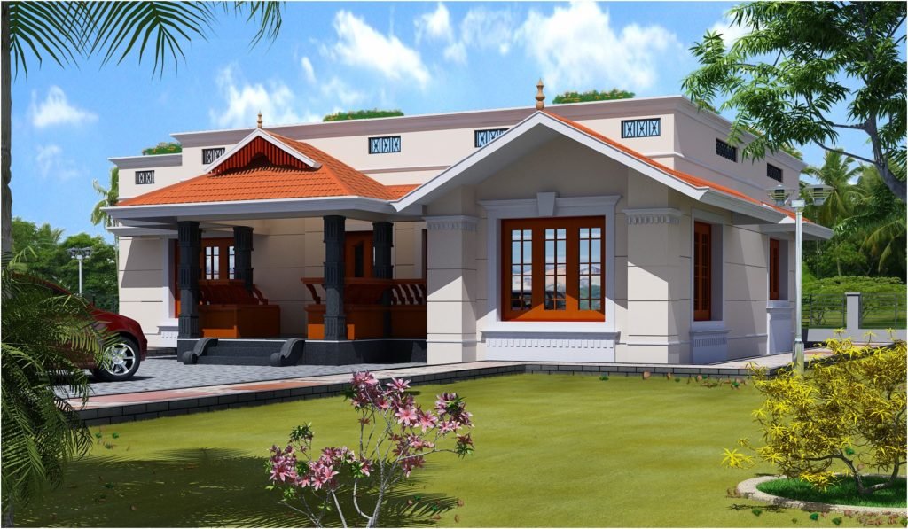 1700 Square Feet 3 Bedroom Single Floor Low Cost Home Design