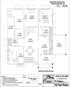 Colonial Style Kerala home plan at 2400 sq.ft