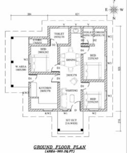 960 Sq Ft 3 Bedroom Low Budget Home Design and Plan