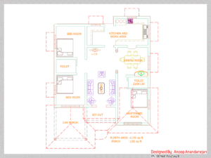 1170 Sq Ft 3 Bedroom Single Floor Low Budget Plan