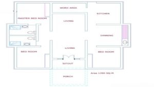 1100 Sq Ft 3 Bedroom Home Design and Free Plan