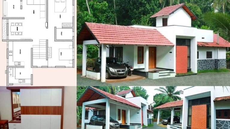 1000 Square Feet 2 Bedroom Traditional Style Single Floor House and Plan