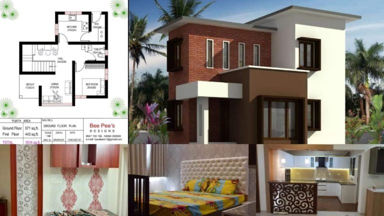1014 Square Feet 3 Bedroom Contemporary Style Double Floor House and Plan