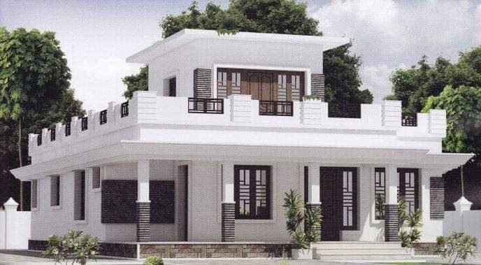 1043 Square Feet 2 Bedroom Single Floor Modern House and Plan