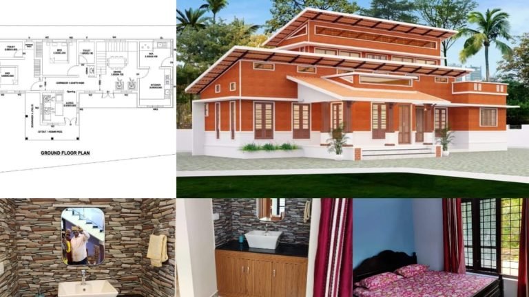 1450 Square Feet 3 Bedroom Interlock Bricks House For 15 Lacks, Free Plan