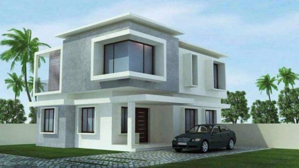 1540 Square Feet 3 Bedroom Contemporary Style Flat Roof Modern House and Plan