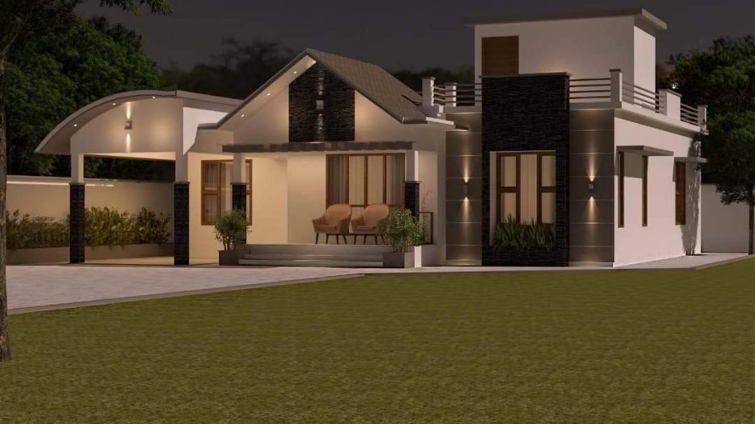 1550 Square Feet 3 Bedroom Beautiful Single Floor House and Plan