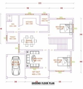 1000 Square Feet 2 Bedroom Single Floor Low Budget House Plan
