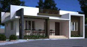 1050 Square Feet 3 Bedroom Single Floor Contemporary Style House and Plan