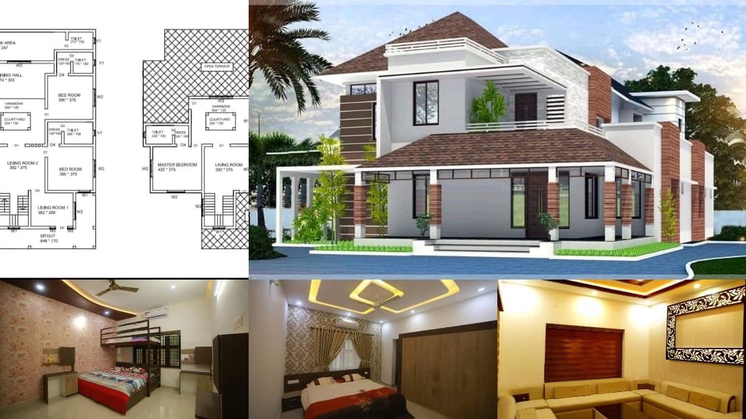 2850 Square Feet 4 Bedroom Mixed Roof Modern Two Floor House and Plan