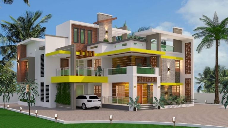 3000 Square Feet 6 Bedroom Contemporary Style Duplex Home and Plan