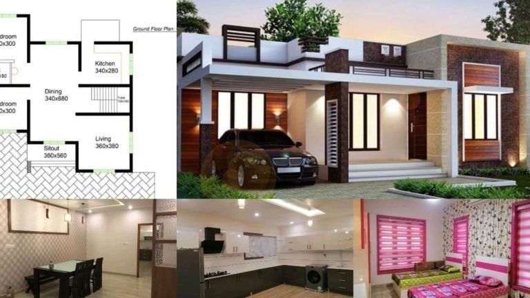 980 Square Feet 2 Bedroom Contemporary Style Single Floor House and Plan