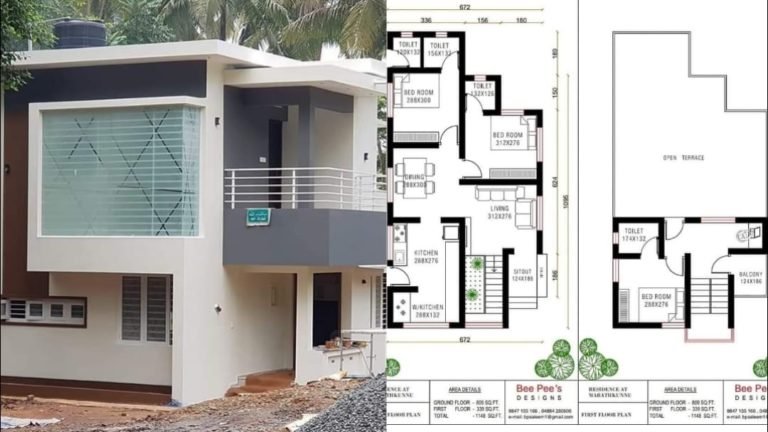 1148 Square Feet 3 BHK Contemporary Style Double Floor House and Plan