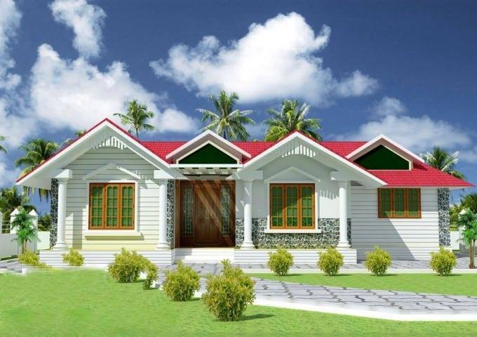 1070 Square Feet 3 Bedroom Traditional Style Single Floor House and Plan