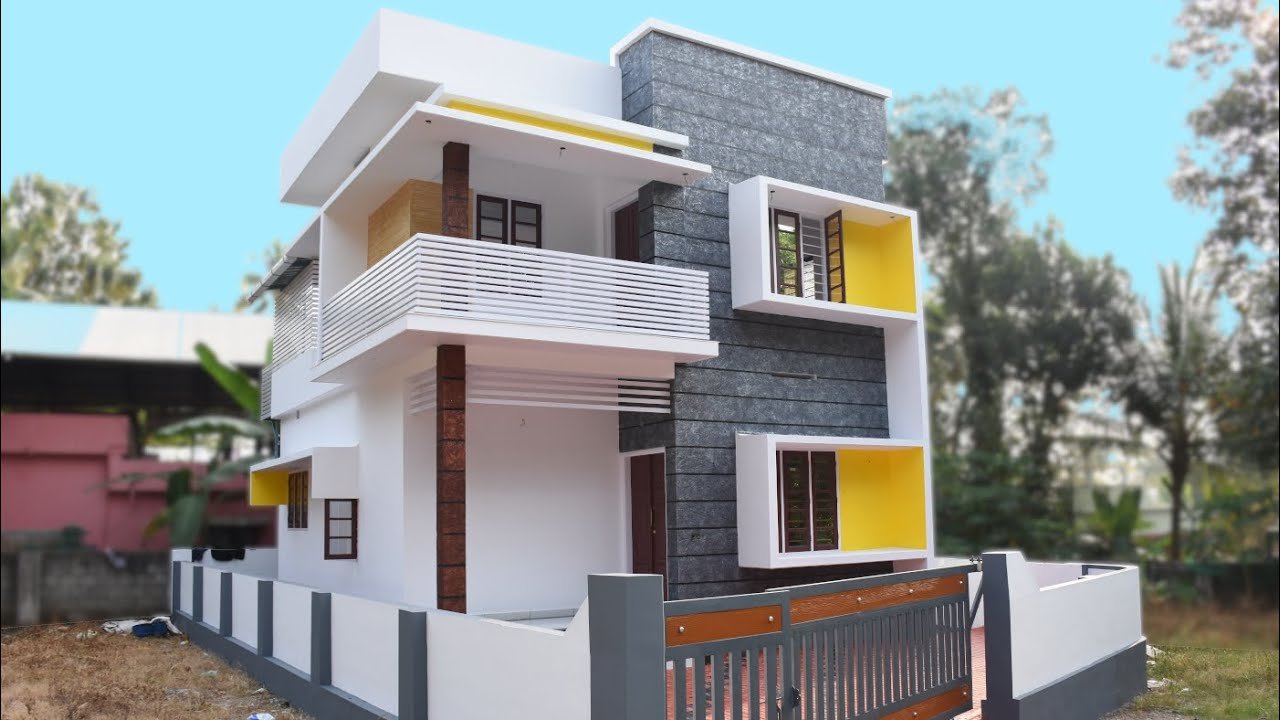1400 Square Feet 3 Bedroom Modern Flat Roof Two Floor House at 3 Cent Land