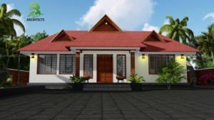 1542 Square Feet 3 Bedroom Traditional Style Inner Courtyard House Design