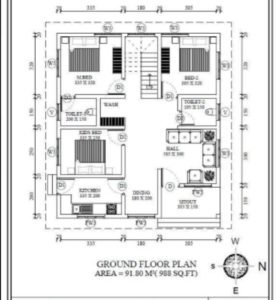 988 Square Feet 3 Bedroom Single Floor Modern Super House and Plan