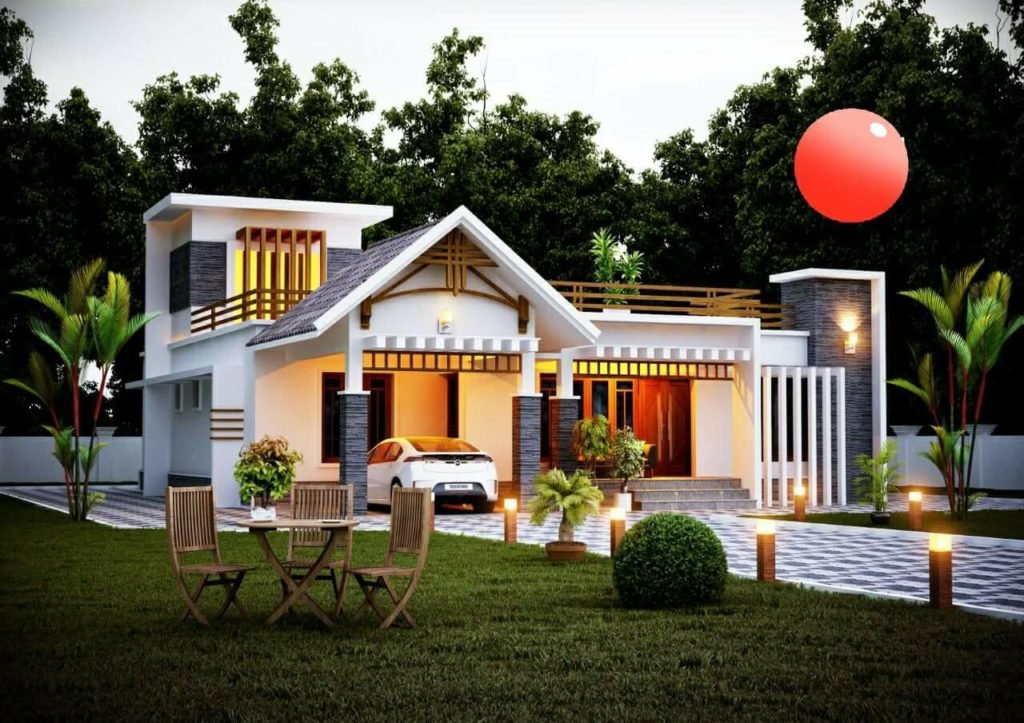 1302 Square Feet 3BHK Contemporary Style Single Floor Modern House and Plan