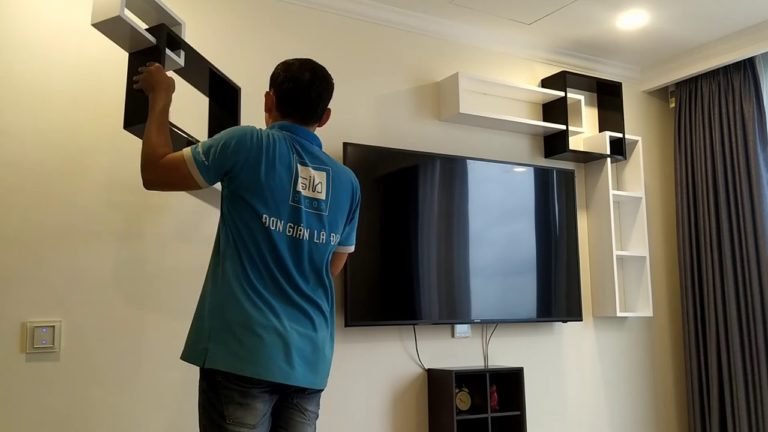 Living Room TV Cupboard and Wall Shelves Design Ideas
