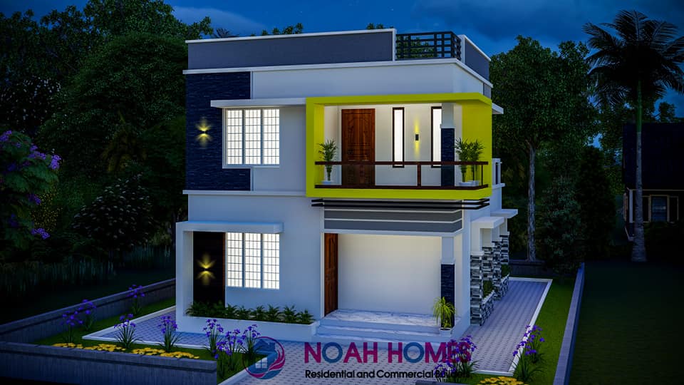 1195 Sq Ft 3BHK Double Floor Modern Flat Roof House and Plan, Cost 18