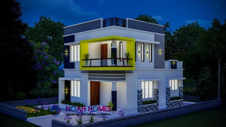 1195 Sq Ft 3BHK Double Floor Modern Flat Roof House and Plan, Cost 18 Lacks