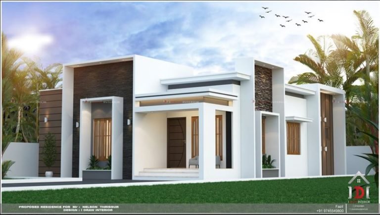 1200 Sq Ft 3BHK Flat Roof Modern Single Floor House and Plan