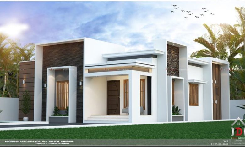 1200 Sq Ft 3BHK Flat Roof Modern Single Floor House and Plan