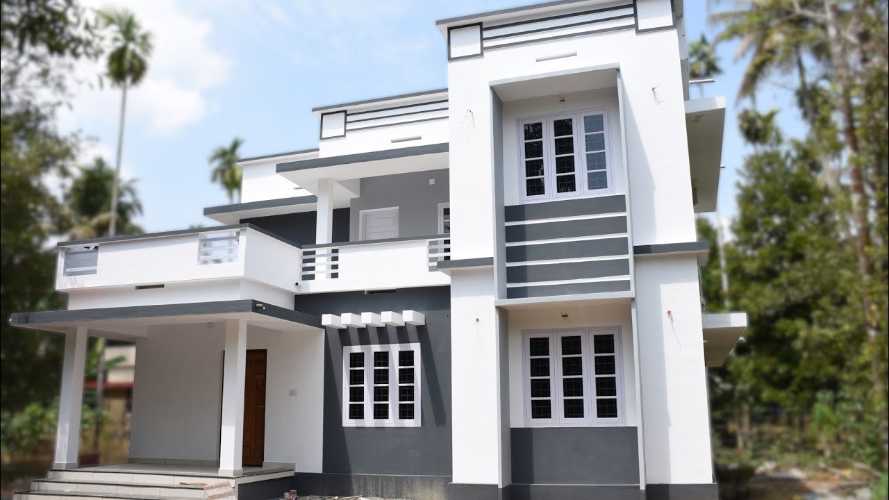 1590 Sq Ft 4BHK Double Floor Modern Flat Roof House at 5.2 Cent Land