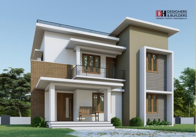 1700 Square Feet 4BHK Flat Roof Modern Two Floor Home