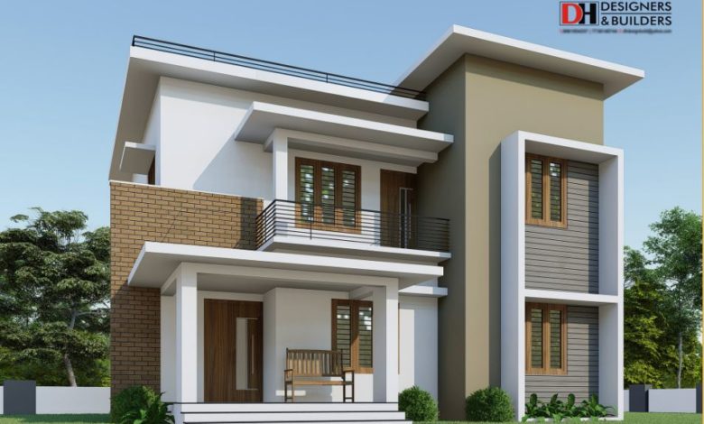 1700 Square Feet 4BHK Flat Roof Modern Two Floor Home