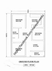 882 Sq Ft 3 Bedroom Single Floor Low Budget House and Plan, 13 Lacks