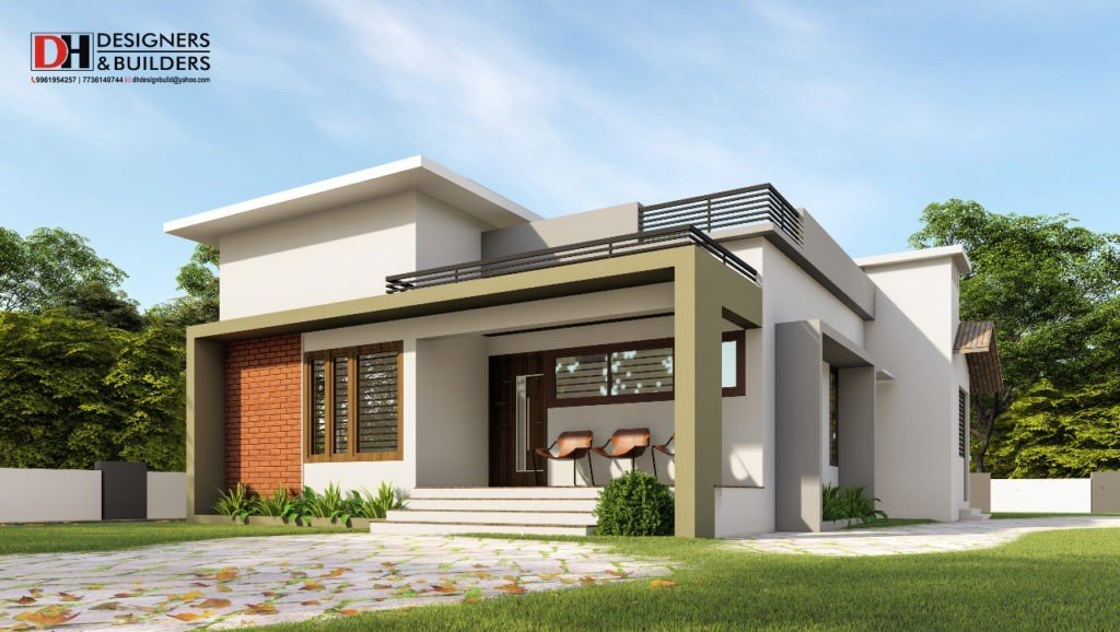 930 Sq Ft 2BHK Modern Flat Roof Elegant House Design