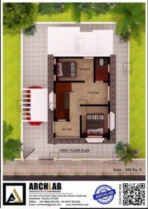 1094 Sq Ft 3BHK Contemporary Style Two Floor Modern House and Plan