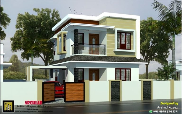 1094 Sq Ft 3BHK Contemporary Style Two Floor Modern House and Plan