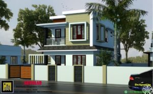 1094 Sq Ft 3BHK Contemporary Style Two Floor Modern House and Plan