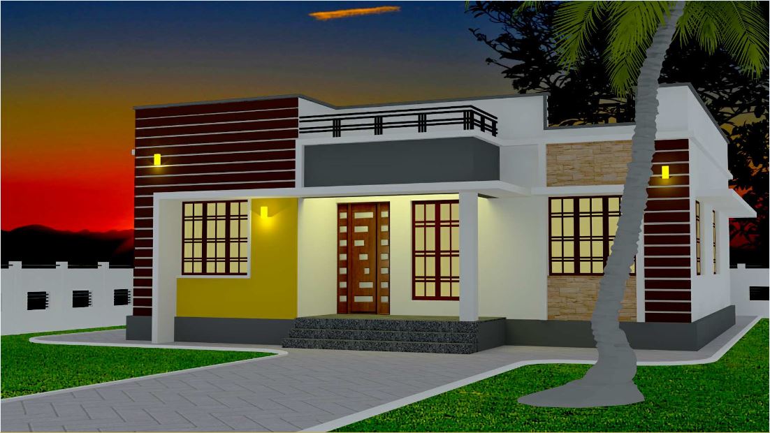 1110 Sq Ft 3BHK Low Budget Single Storey House and Plan, 17.50 Lacks