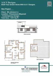 1231 Sq Ft 3BHK Modern Single-Storey House Plan