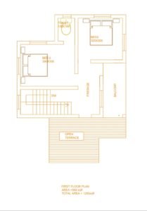 1293 Sq Ft 3BHK Two Storey Colonial Style Beautiful House Plan