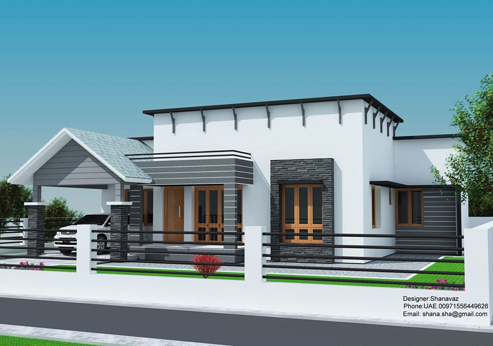 1300 Sq Ft 3BHK Single-Storey Modern House and Plan